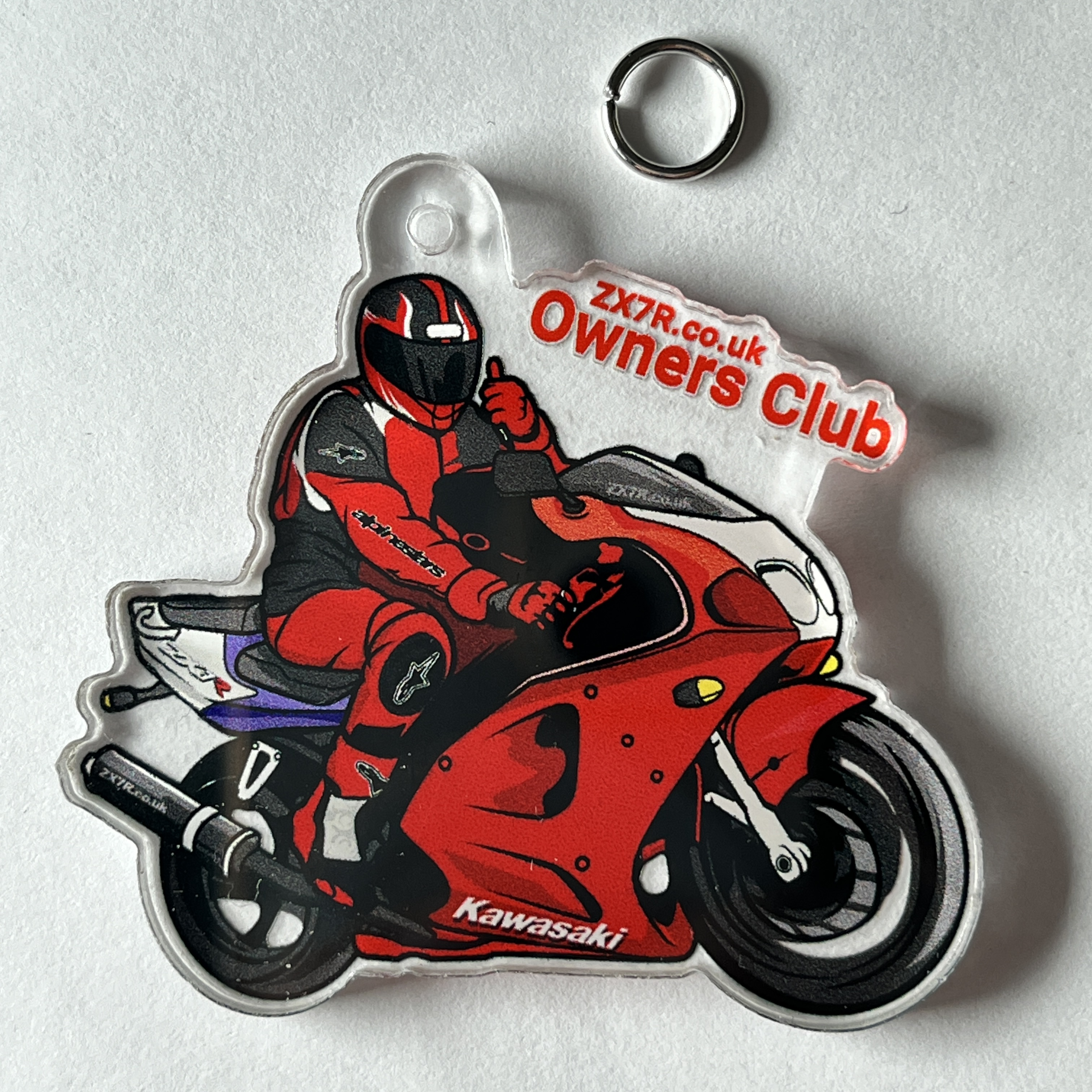RED ZX7R Plastic Keyring - Perfect Accessory for Keys