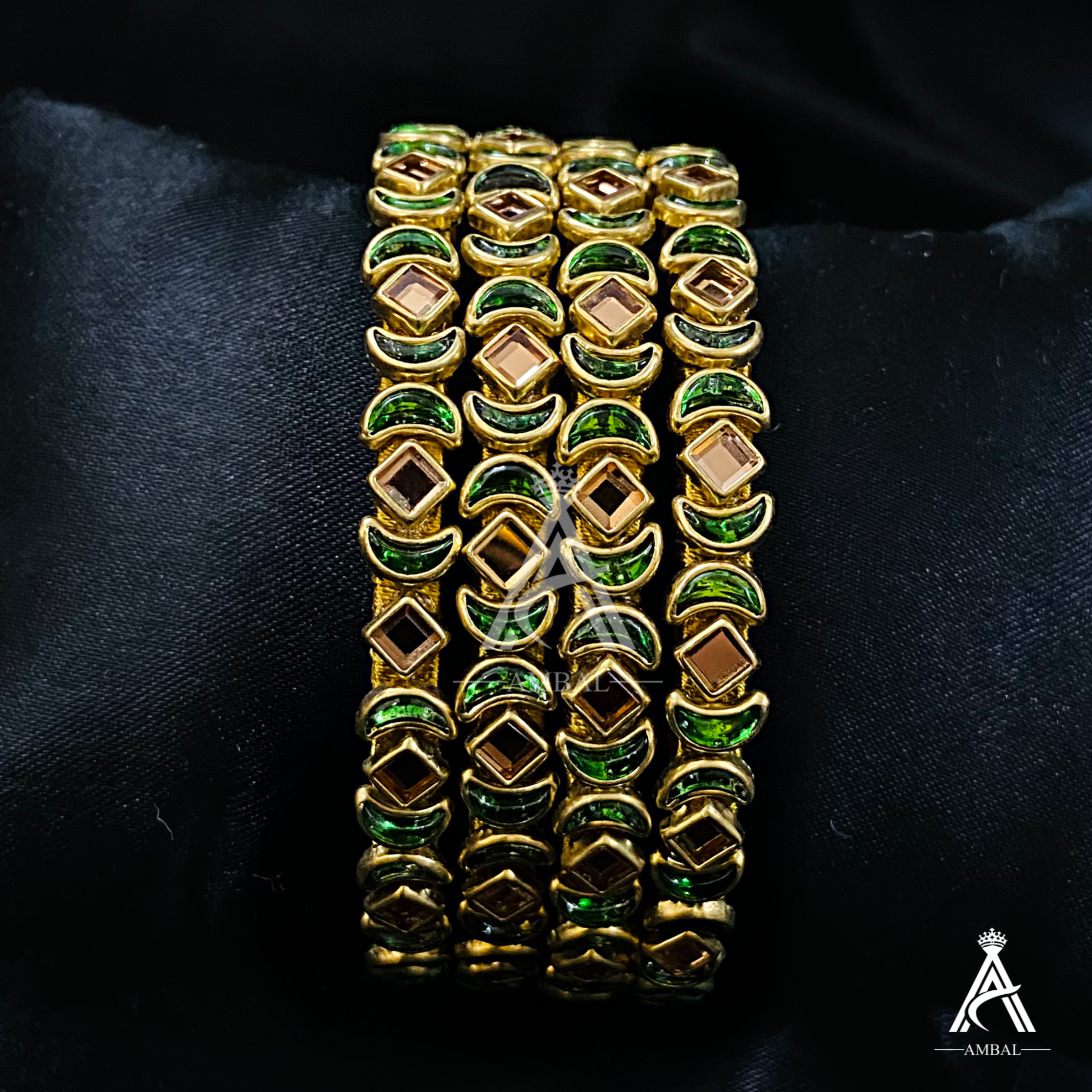 Kundan Worked Silkthread Sleek Bangle - SL0047 (4Piece) - Ambal Handicrafts