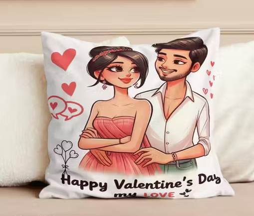 Couple Love Cushion with Filler - 12x12 Valentine's Day Gift for Him & Her, Valentine's Day Cushion Gift -