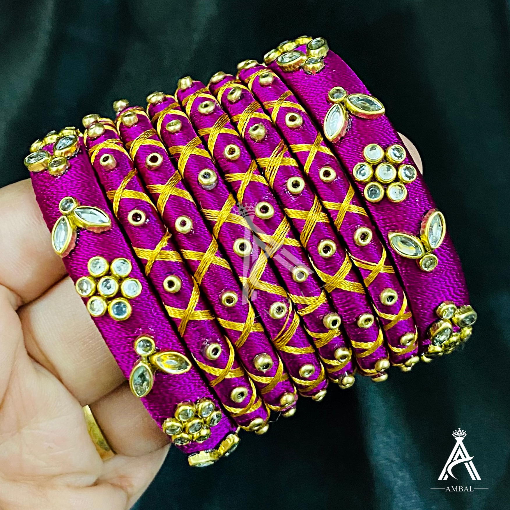 Floral Designed Kundan & Bead Worked silkthread Bangle set - FL0128 ...