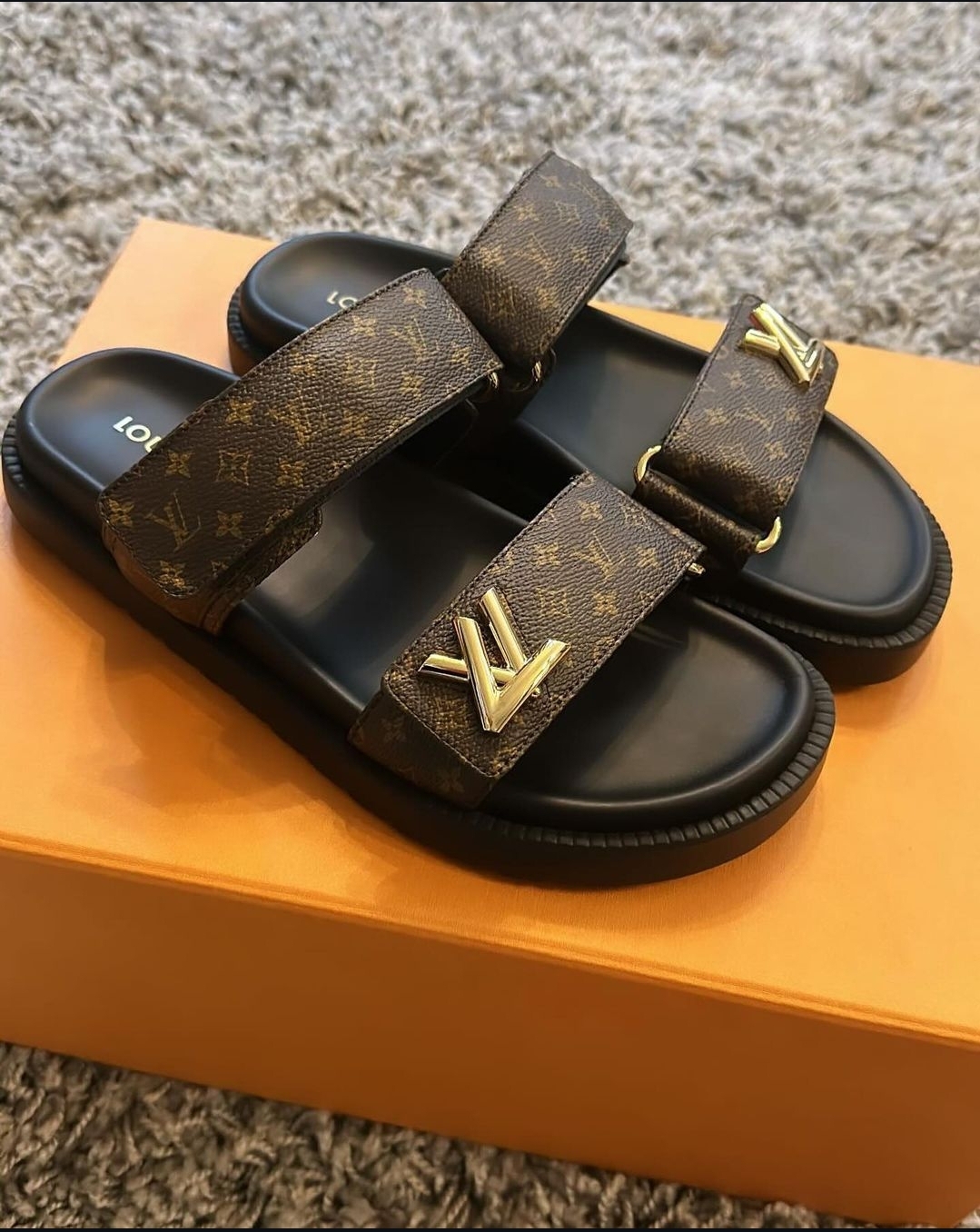 Louis Vuitton Monogram Brown Men Sliders Sandle The Aspire Collection