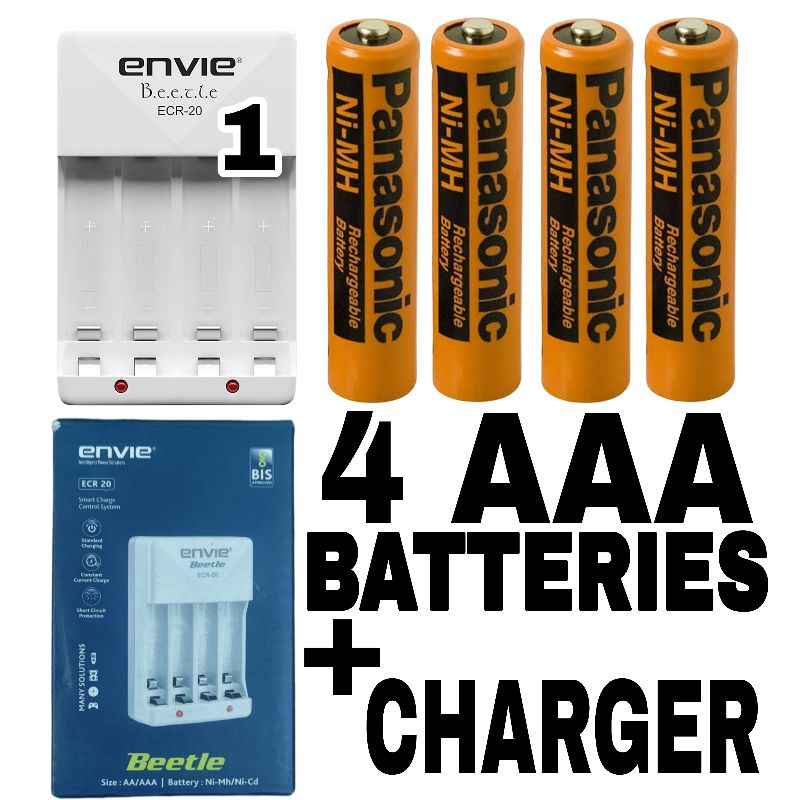 Lloytron Mains Battery Charger + 4x AAA 550mAh NiMH Rechargeable Batteries