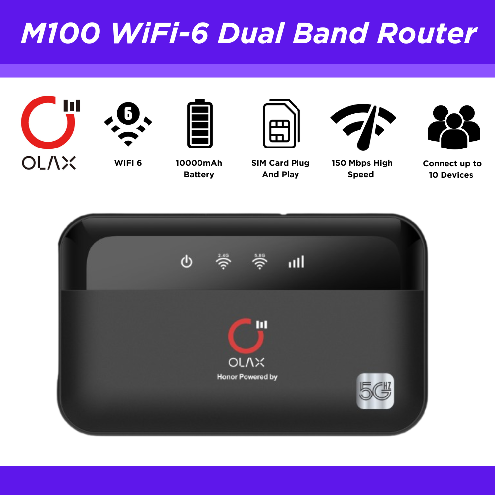 Olax Portable Router OLAX M100 Power Bank WiFi Router – 10,000mAh Portable Charger & WiFi 6 ...