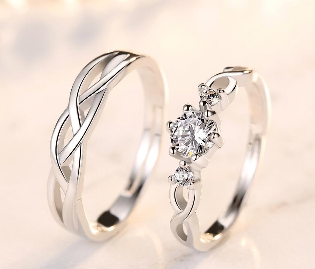 Eternal Love Adjustable Couple Ring Set – Silver Luxe Edition - CherryShine