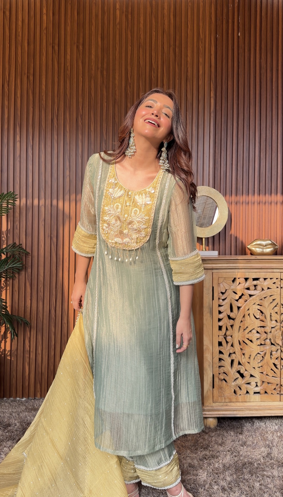 Zareen Sage Embellished Set