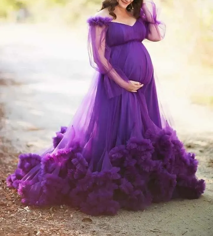 Buy Net Off Shoulder Maternity Gown Best Price