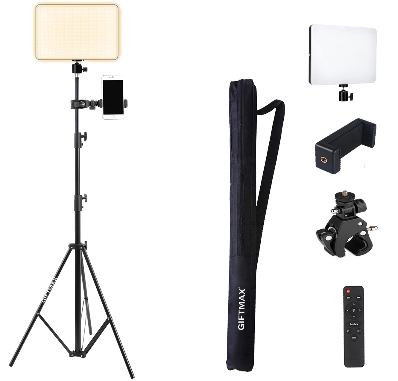 Photomax LED Camera Light for Videoshooting, Photography, Video Recording, Conference, YouTube 2700K-5700K CRI95+ (Camera Light + 7ft Stand + Universal Mount)