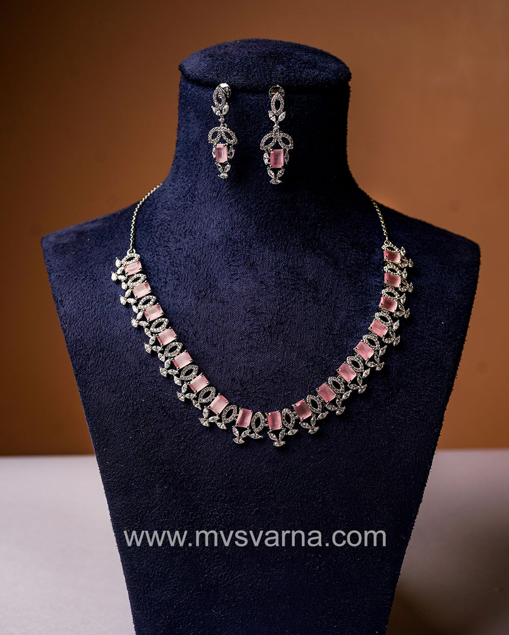 Buy Swarovski Elegant Pink Sterling Silver Necklace Online – Ciya Shines