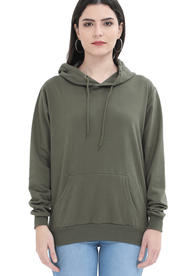 Men Olive Green & Black Solid Hooded Sweatshirt - Shopprekart
