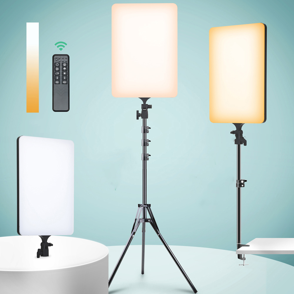 PHOTOMAX 19 inch LED Panel Camera Light 3 Colors Dimmable Jewelry Studio Vlog Flat Panel Camera Video Fill Light Photography Led Light Panel with Remote Control