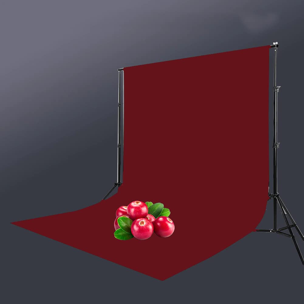 PHOTOMAX Maroon Screen Background for Photography with Stand Backdrop Support Kit Foldable with Bag and Curtain Cloth (Stand Kit + Maroon)