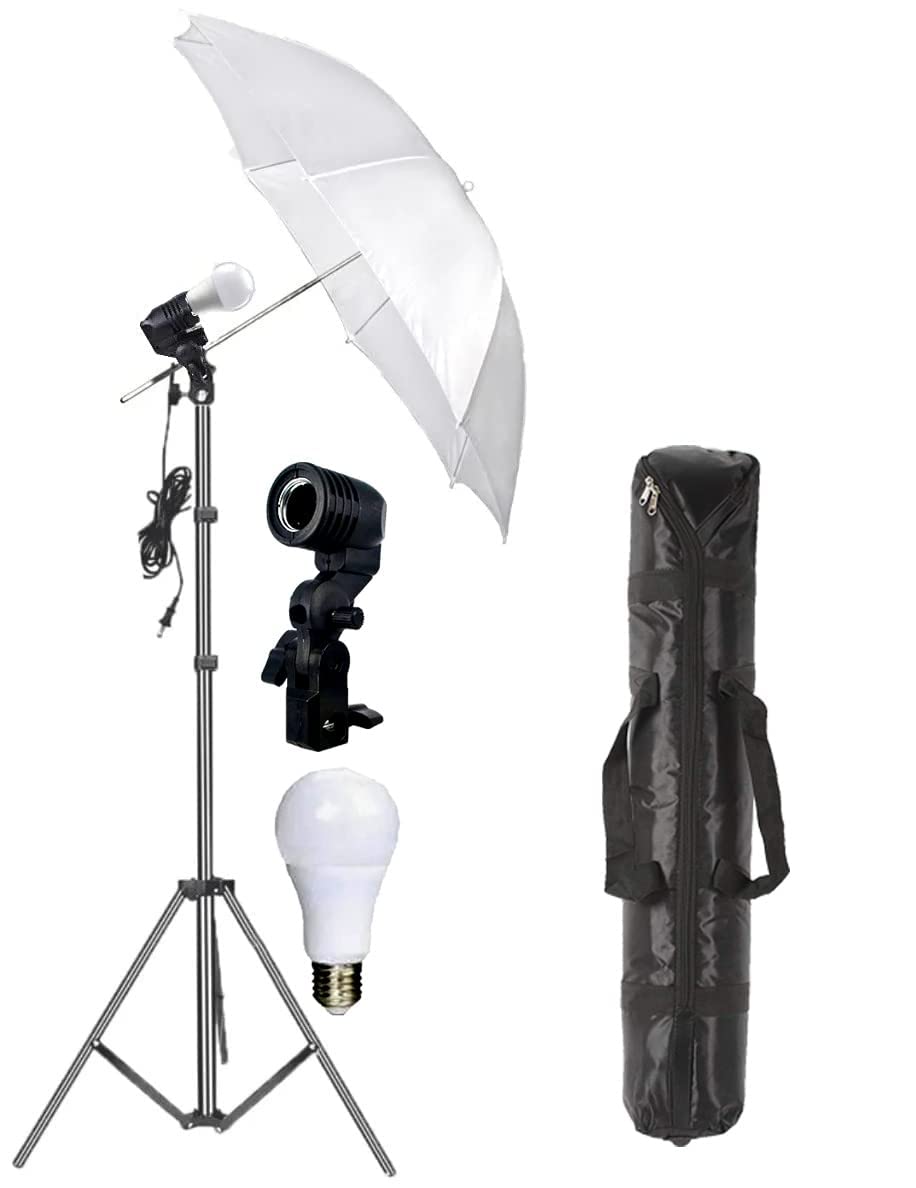 PHOTOMAX Umbrella Light Kit for Photography, Studio with 20 Watt Light for Photography Videography & 9ft Light Stand with Umbrella Reflector for Photography (Single-Holder-Kit-Pair-1)