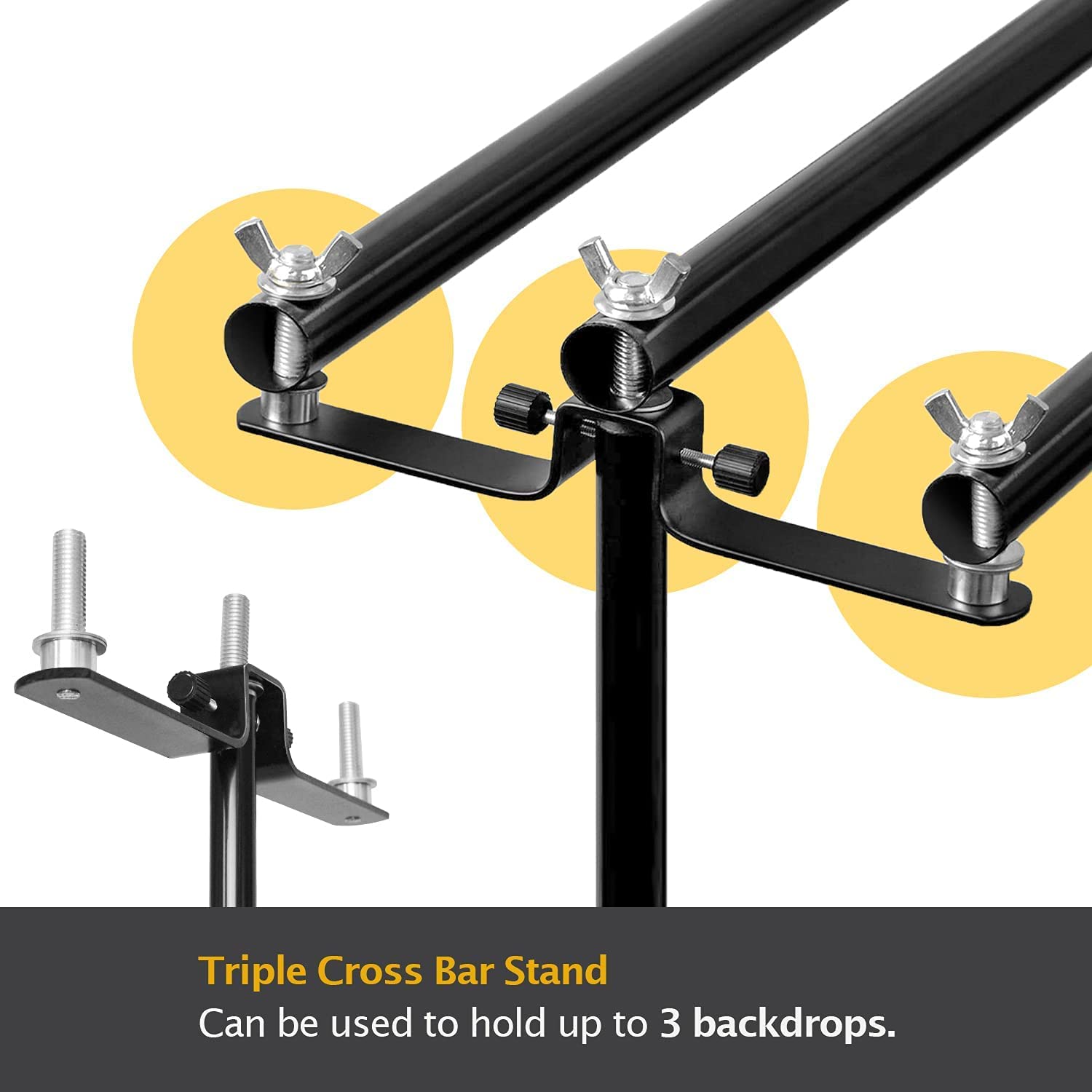 PHOTOMAX 3 Way Background Backdrop Support Stand Kit 9ft Tall Adjustable Photo Backdrop Stand 3 in 1 Background Stand Kit