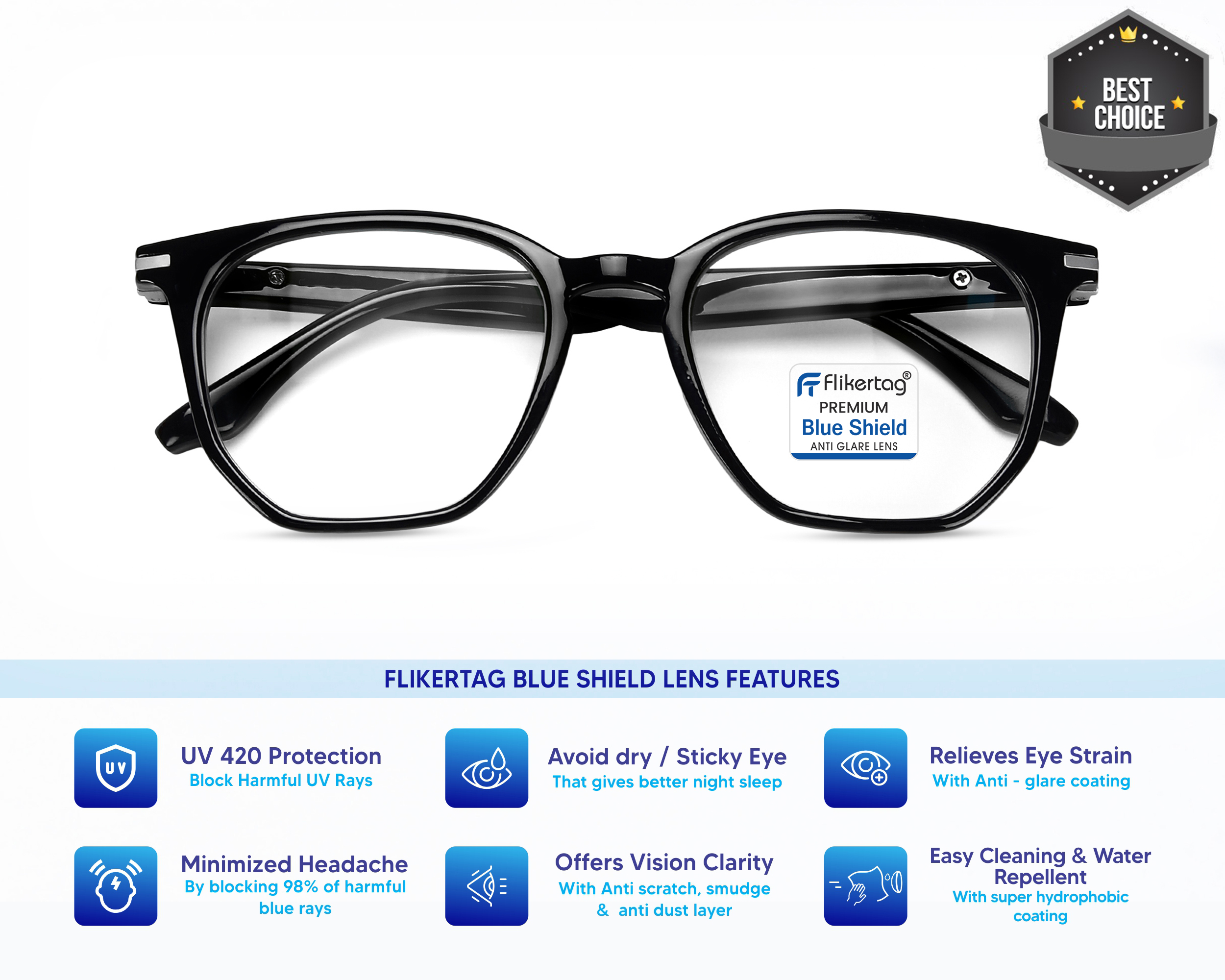 Black Computer Glasses with Anti Glare Coating WFBK – Glasses India Online