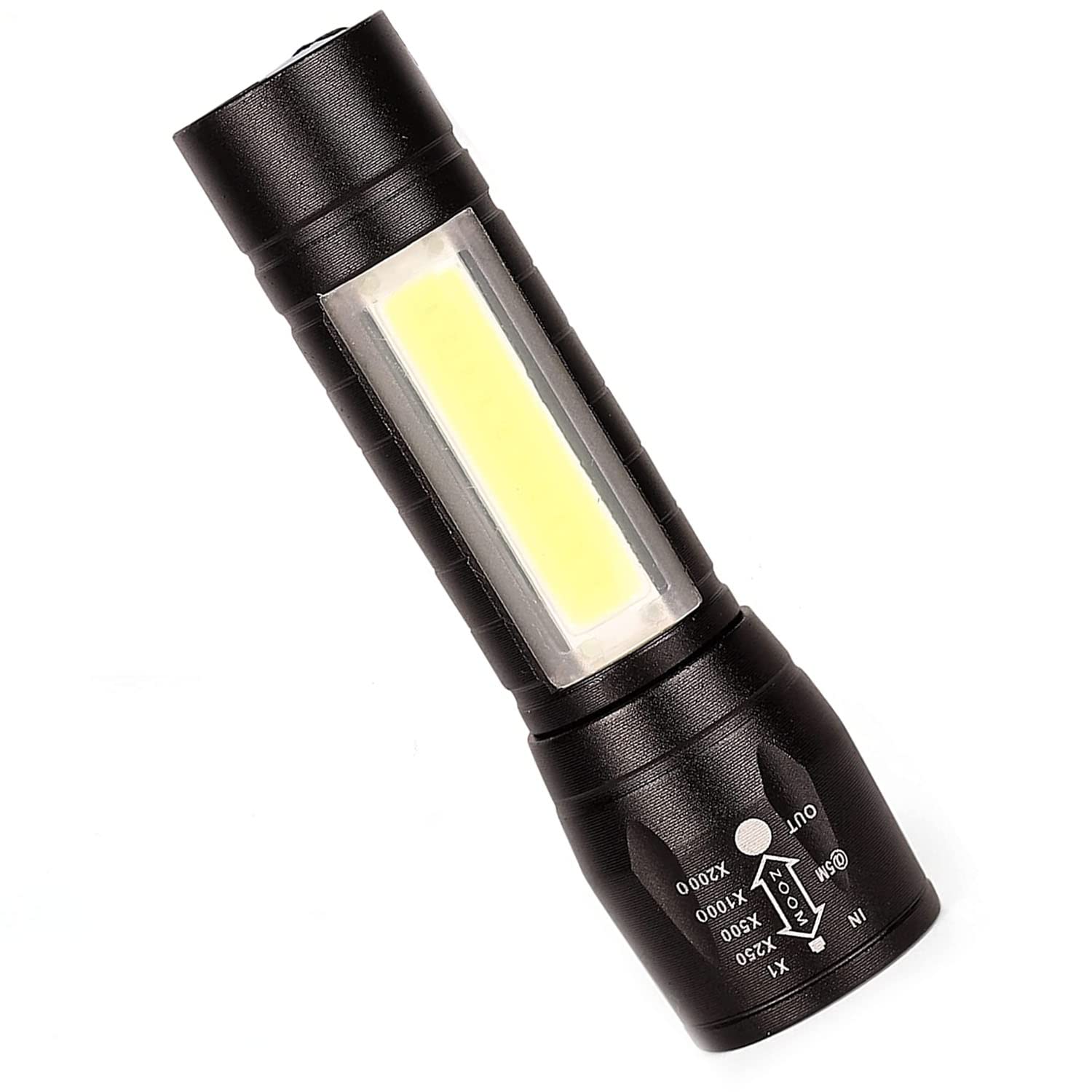 PHOTOMAX Mini Rechargeable Tourch Light|Pocket Tourch For Emergency Use|Tactical Flashlight Zoomable 3 Modes USB Charging Torch Light, Aluminum