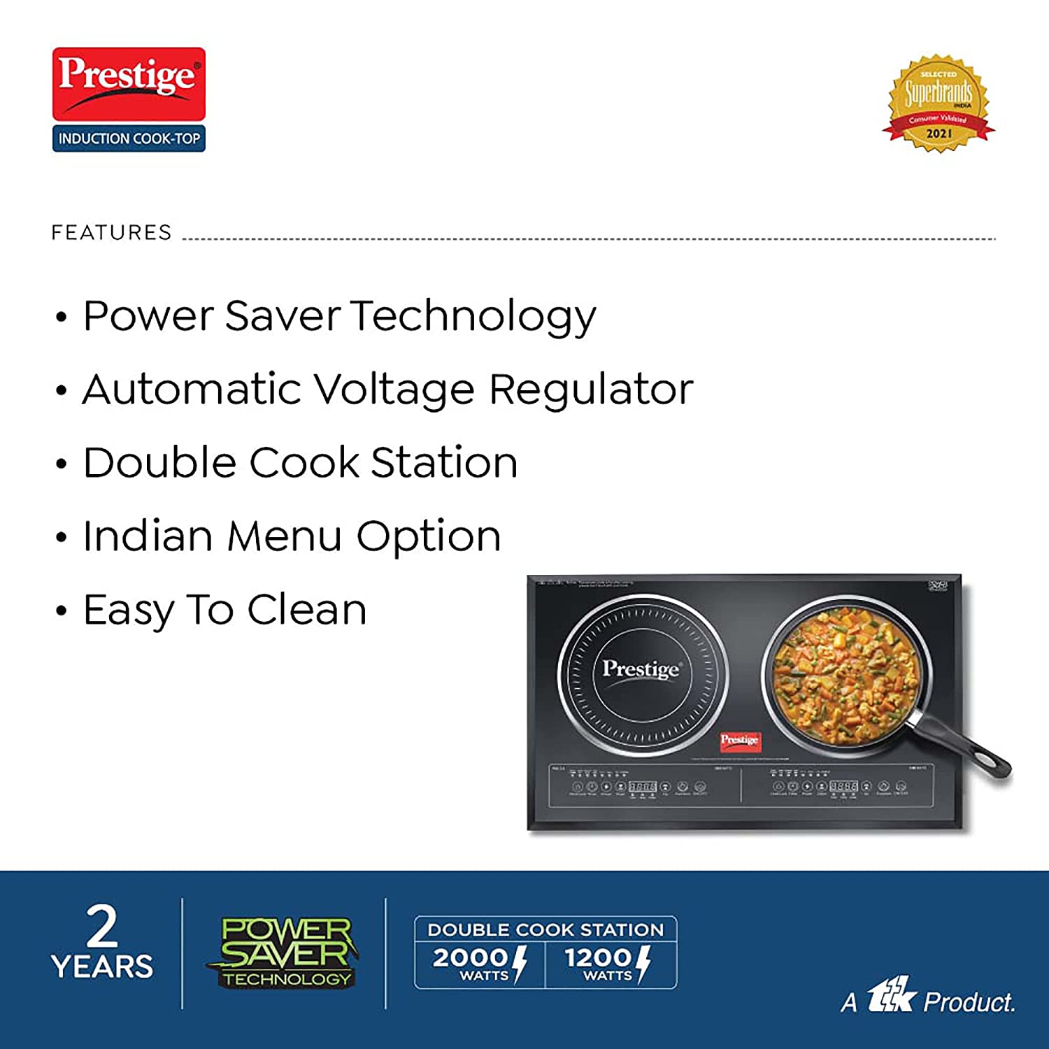 Prestige PDIC Double Induction Cooktop (3200W, Black, Burner  Induction Stove)
