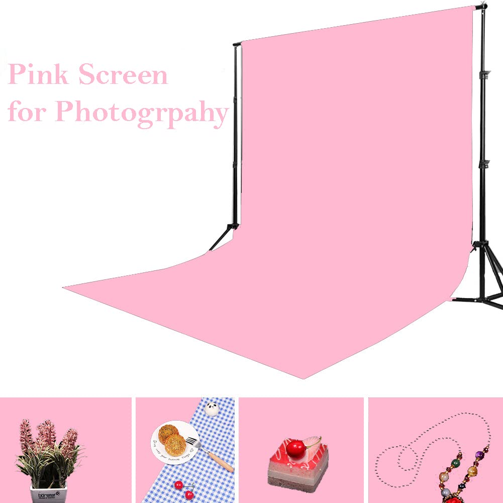 PHOTOMAX Pink Screen Background for Photography with Stand Backdrop Support Kit Foldable with Bag and Curtain Cloth (Stand Kit + Pink)