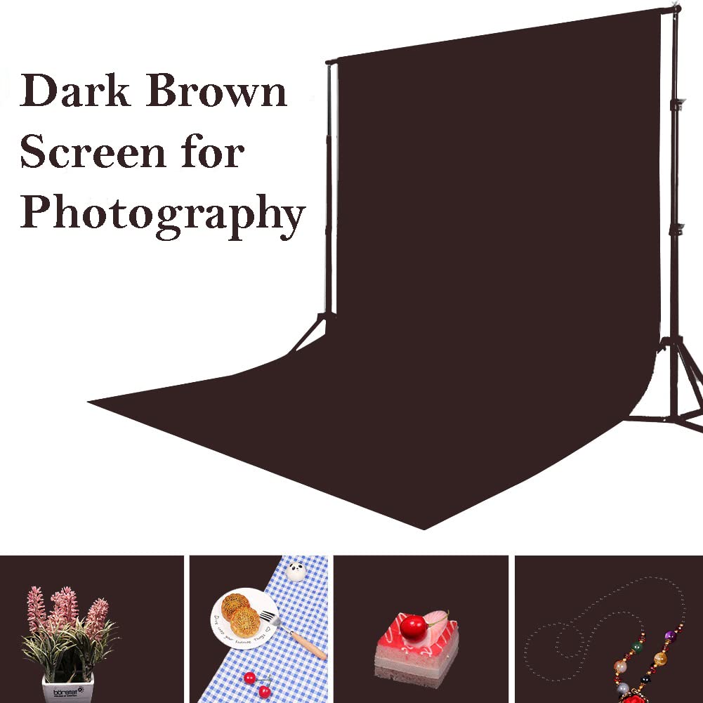 PHOTOMAX Dark Brown Screen Background for Photography with Stand Backdrop Support Kit Foldable with Bag and Curtain Cloth (Stand Kit + Dark Brown)