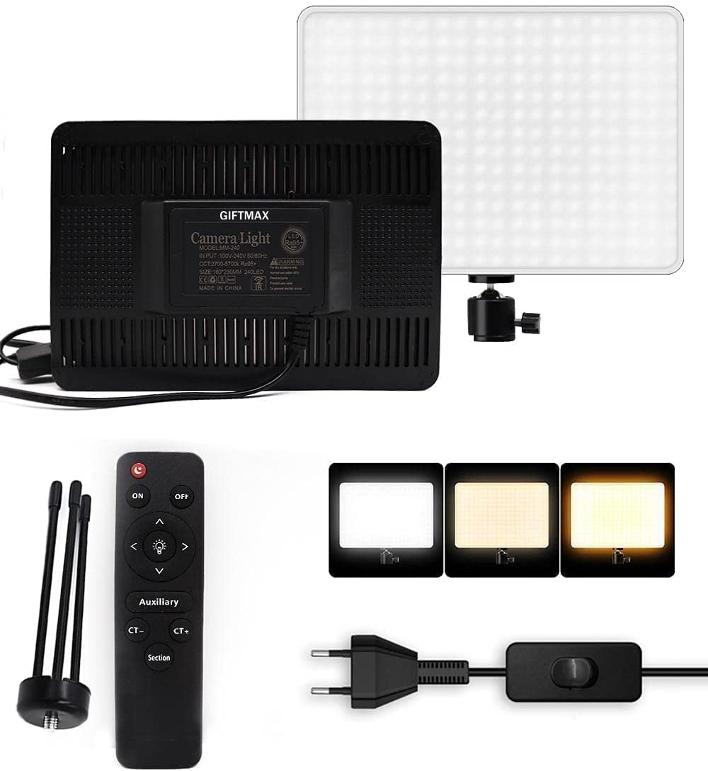 Photomax LED Video Soft Light Panel, for Studio Photography | Video Recording | Conference | YouTube,2700K-5700K CRI95+ | with Remote Control & Mini Tripod (Camera Light with Mini Tripod)