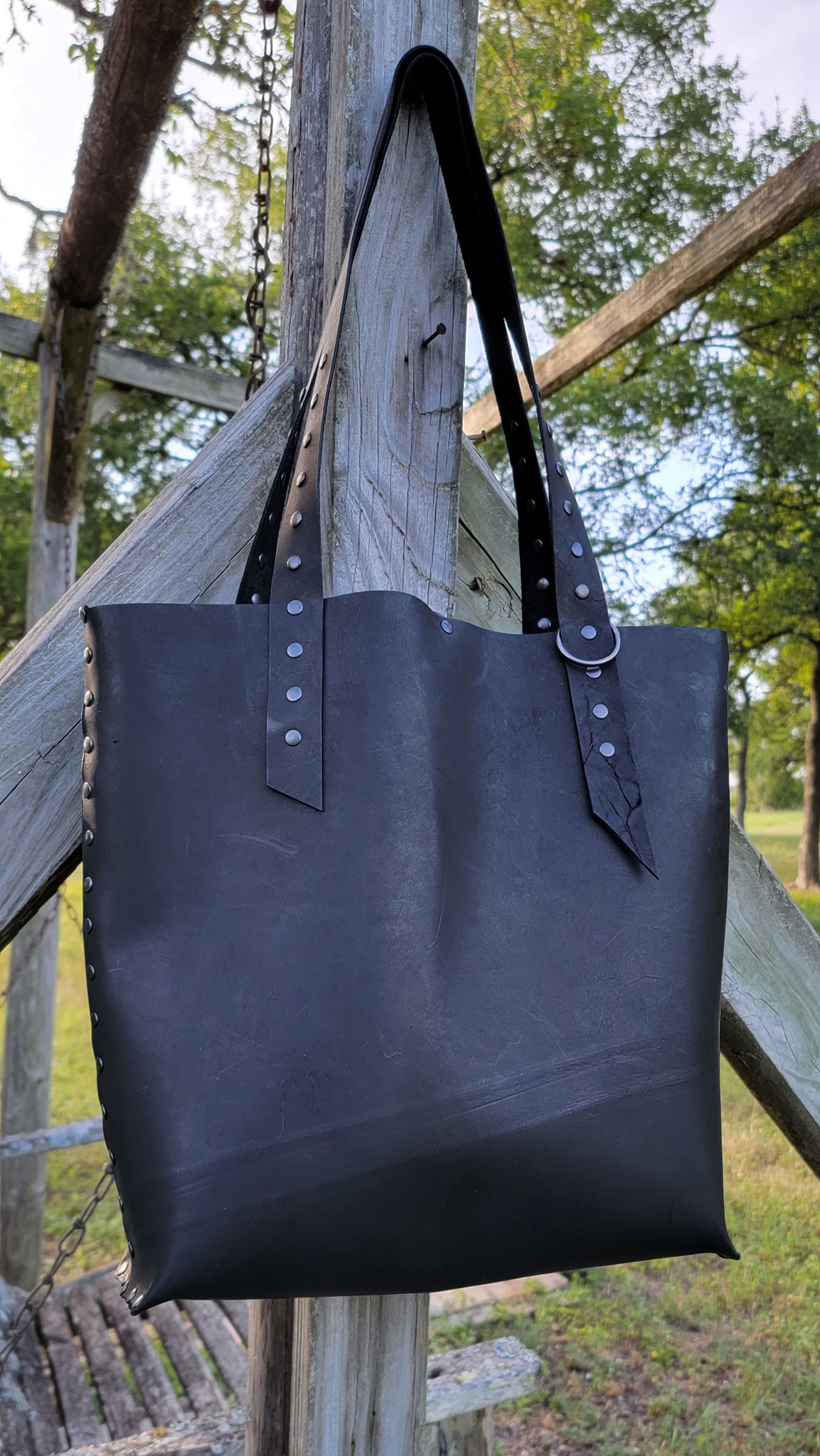 Large Black Tote - New Rein Leather