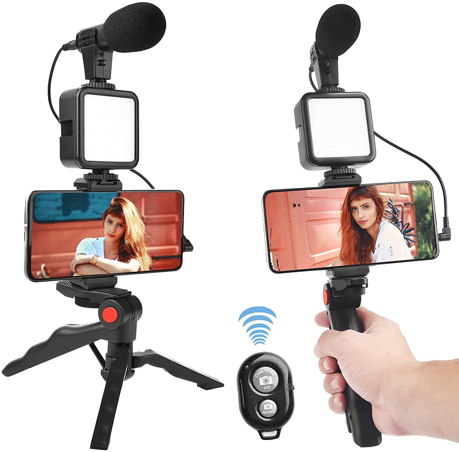 PHOTOMAX Camera Video Recording Vlogging Kit for Video Making, Mic, Mini Tripod Stand, LED Light & Phone Holder Clip for Making Videos Podcasting
