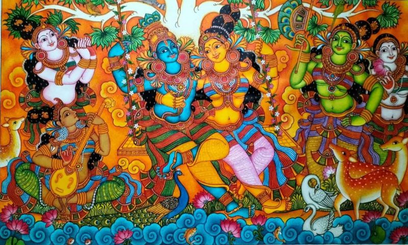 Krishna Leela Kerala Mural - DoArtify