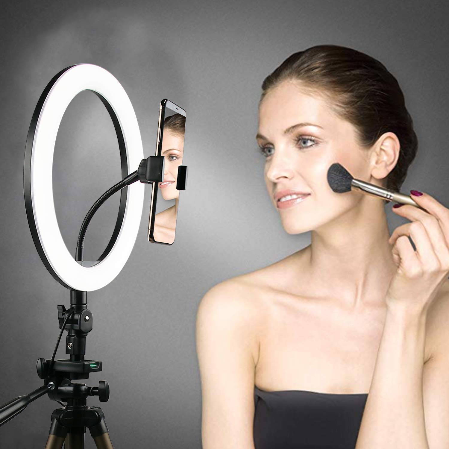 PHOTOMAX 26CM LED Ring Light for YouTube Video &Live Streaming,Dimmable Desk Makeup Ring Light for Photography,Mini Desktop LED Lamp