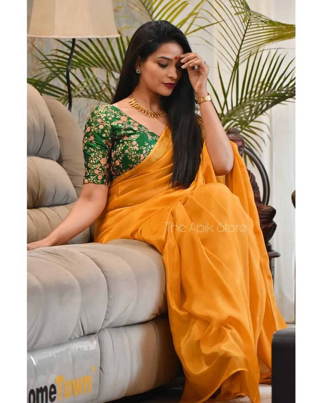 yellow green blouse