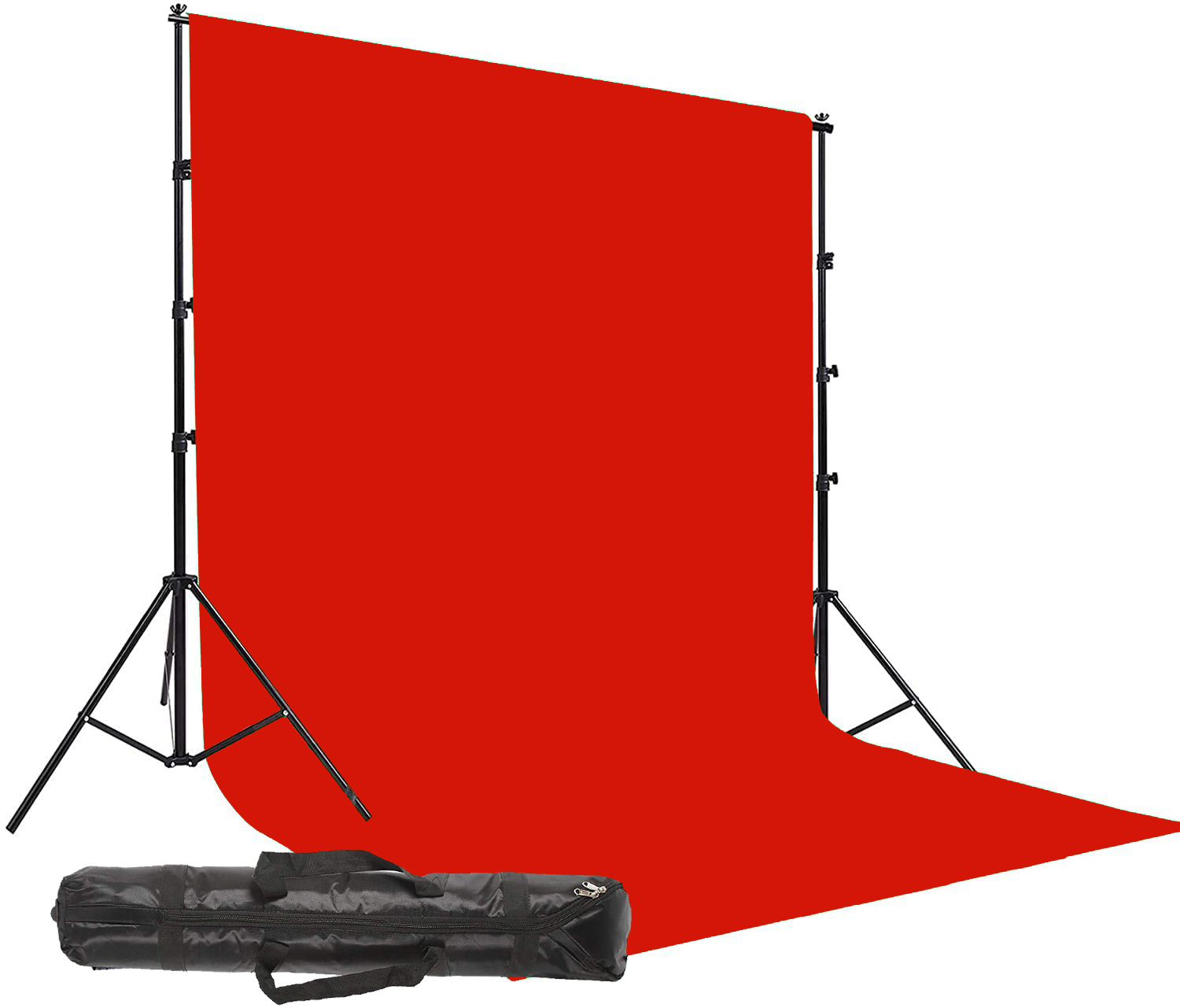 PHOTOMAX Red Screen Background for Photography with Stand Backdrop Support Kit Foldable with Bag and Curtain Cloth (Stand Kit + Red)