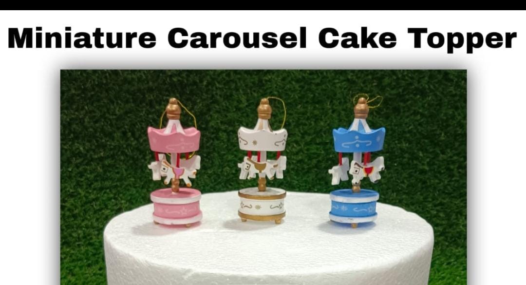 Musical Carousel - Cake Topper (Pink based heart), Food & Drinks, Homemade  Bakes on Carousell