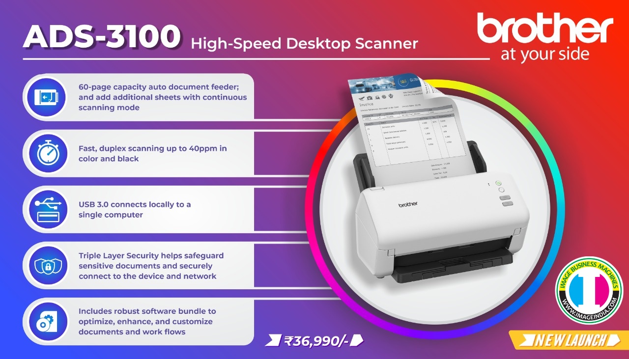 Brother Desktop Scanner ADS-3100 | High-Speed Scanning