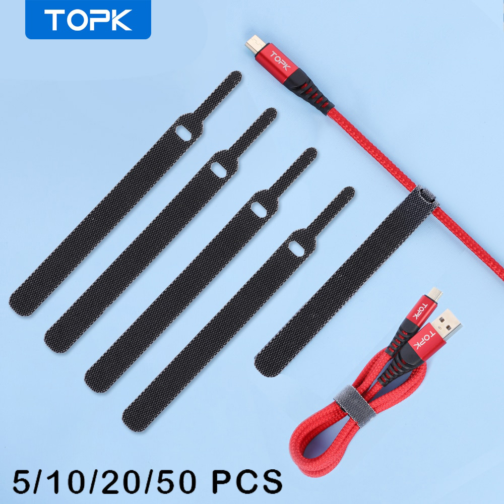 TOPK 5m Organizer Cable Management Tearable Organizador Cables 10mm Width  Winder Ties Phone Accessories Wire Cord Organizer - AliExpress