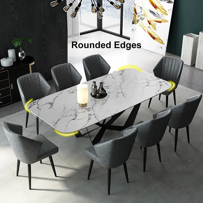 Modern Luxury Seater Dining Table Rectangle With Marble Top - Main Image