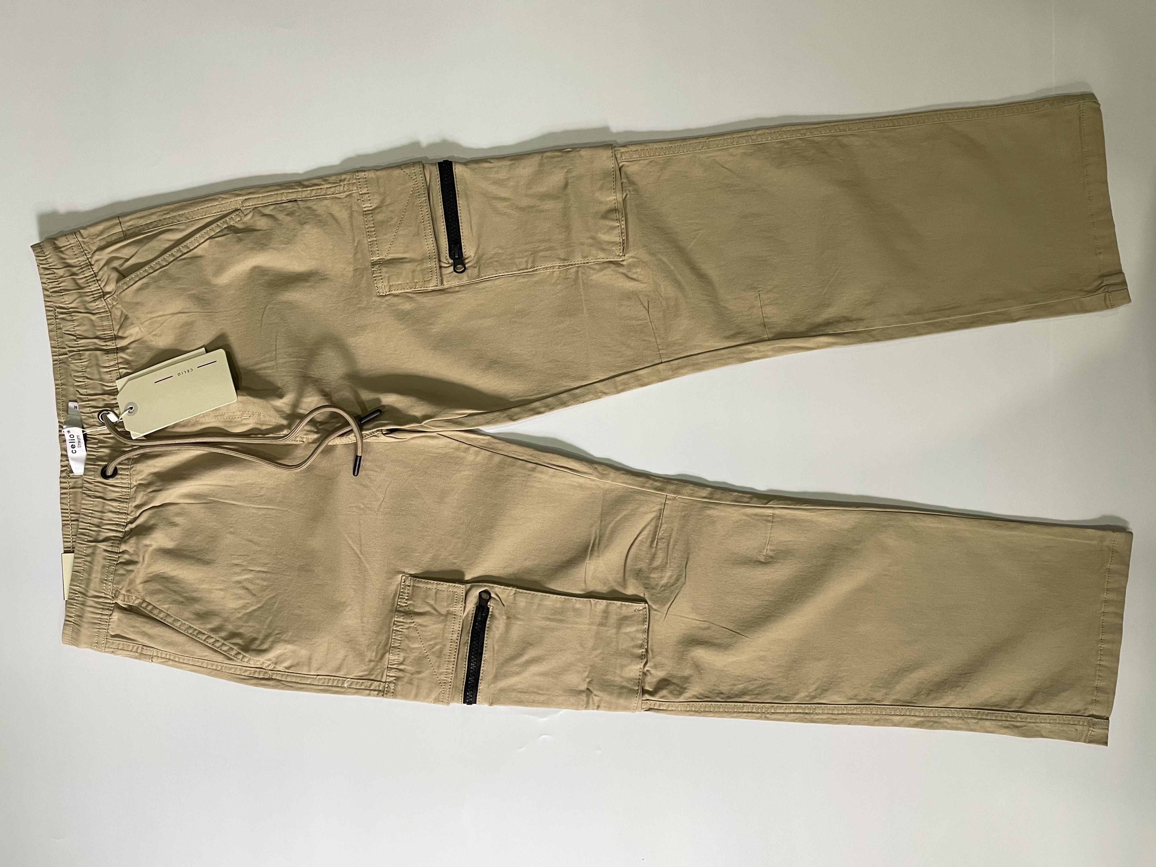 Men's Solid Beige Cargos