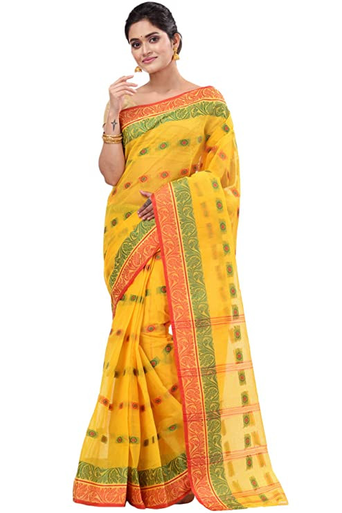 Deep Yellow Handwoven Bengal Tant Cotton Saree (Without Blouse) Zari Border  16992, Buy Casual Tant Sarees online, Pure Casual Tant Sarees, Trendy  Casual Tant Sarees ,Buy online , online shopping india, sarees ,