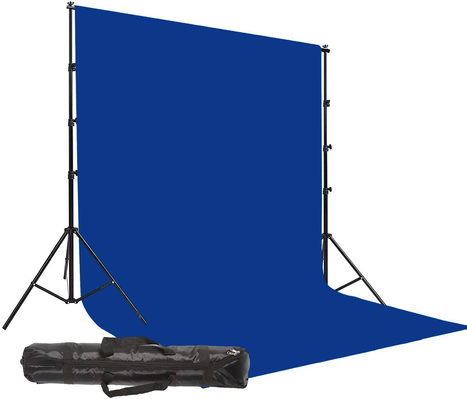 PHOTOMAX Blue Screen Background for Photography with Stand Backdrop Support Kit Foldable with Bag and Curtain Cloth (Stand Kit + Blue)