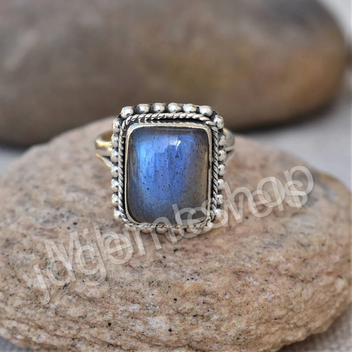 Chunky popular Boho Ring - Labradorite Ring - .925 Sterling Silver Ring - Silversmith Ring