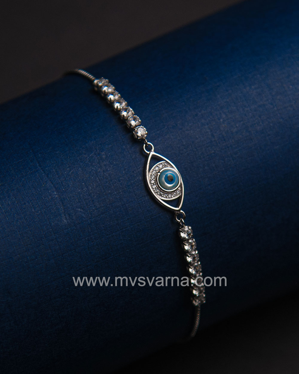 Bracciale Evil Eye In Argento 925 Con Zirconi, Portafortuna, Regalo Donna In Elegante Confezione, 17+5 Cm