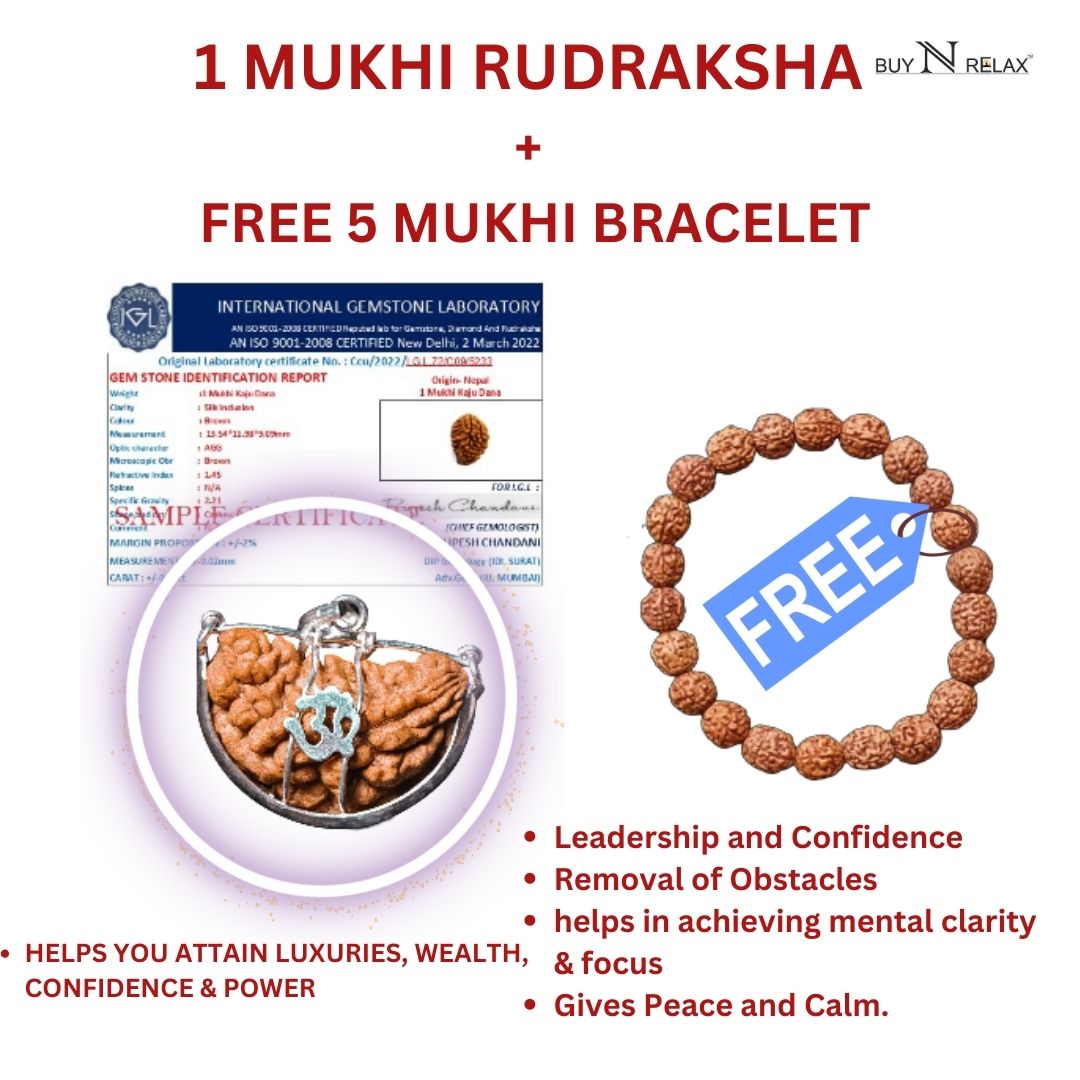 Natural Nepali 5 Mukhi Rudraksha Bracelet with Om Locket | For Men and  Women - SS Gems & Rudraksha