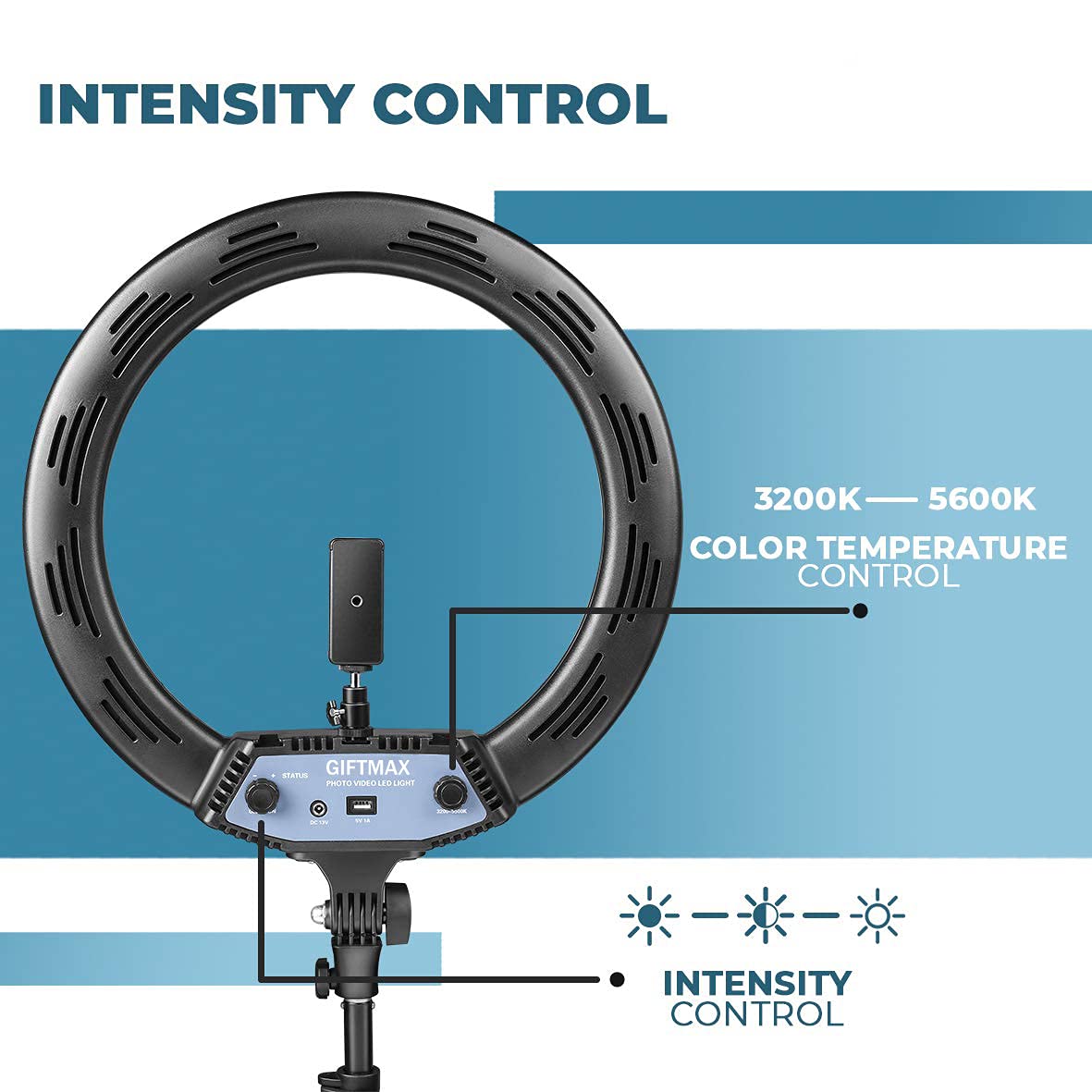 Photomax Professional 18 inches Big LED Ring Light with Stand | 2 Color Modes Dimmable Lighting | For YouTube | Photo-shoot | Video shoot | Live Stream | Makeup & Vlogging