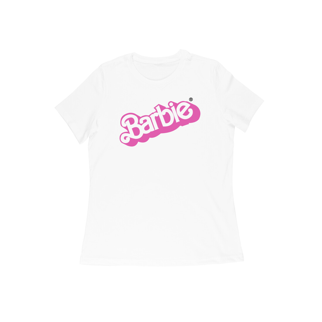 Barbie Pigiama Donna Ladies Doll Logo Boxy Fit Crop White T-Shirt