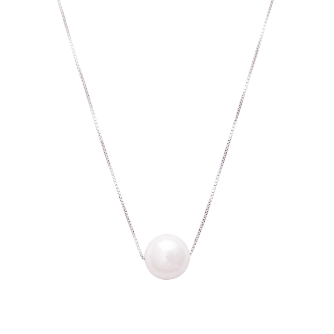 Elegant Silver Single Pearl Necklace - Shop Now