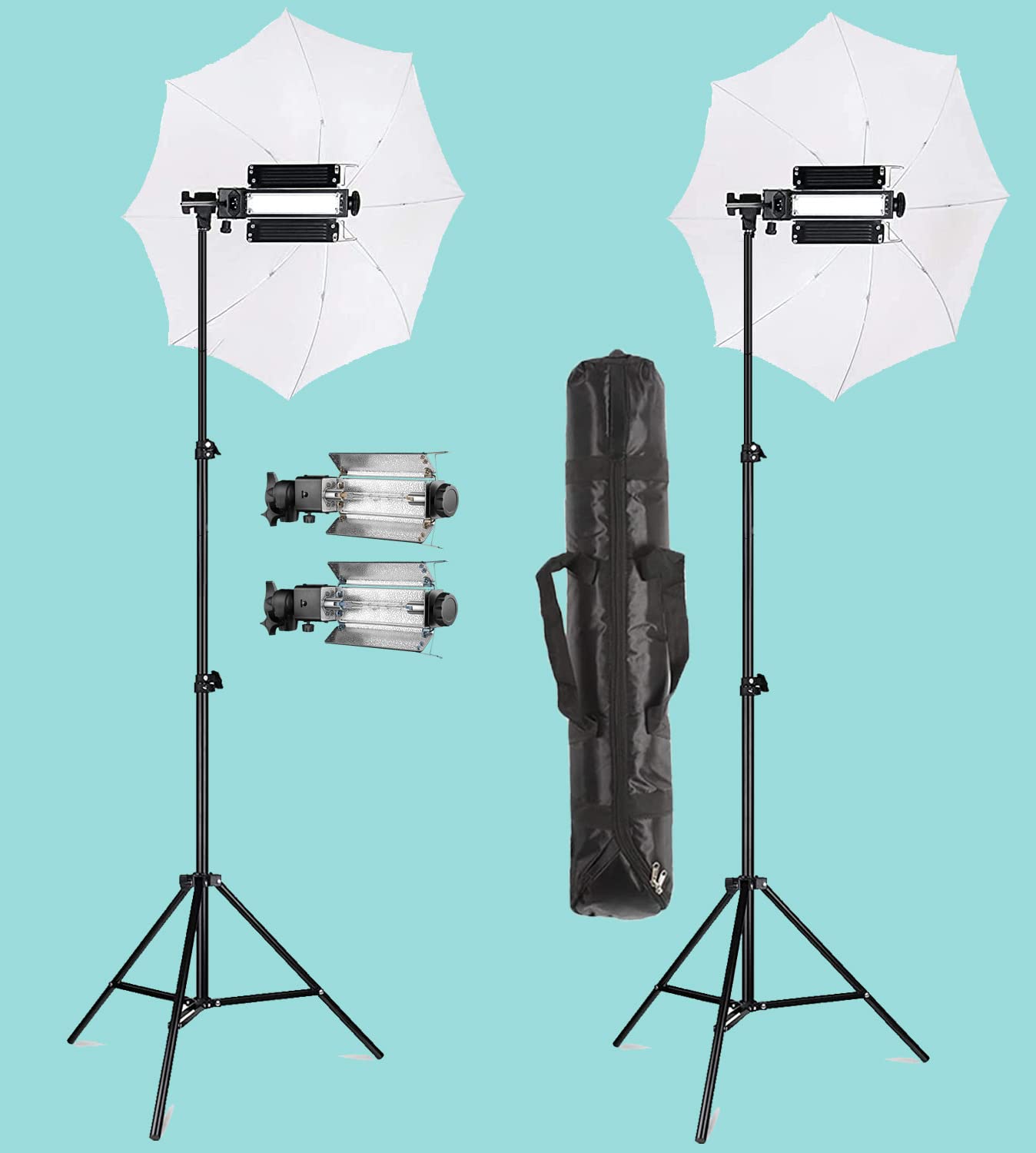 PHOTOMAX Porta Light Kit for Photography with 9 feet Stands, Porta Lights, Umbrellas for Video & Photography Lighting Studio Lighting (Pair -2)