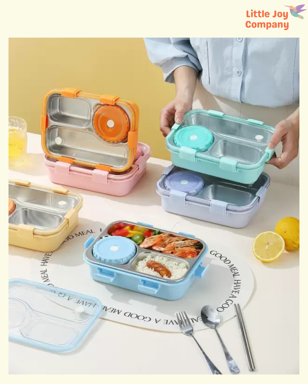 Modinity 3 Grid Lunch Box Stainless Steel Tiffin Box for  Boys, Girls 800ML 3 Containers Lunch Box 