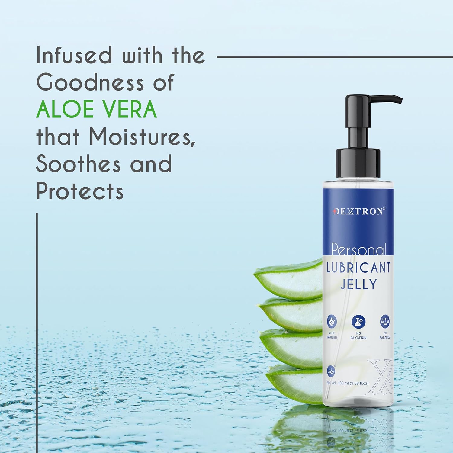 Dextron Intimate Bliss Water-Based Lubricant – Aloe-Infused, pH Balanced, Glycerin-Free Lube for Sensitive Skin, Condoms & Adult Toys