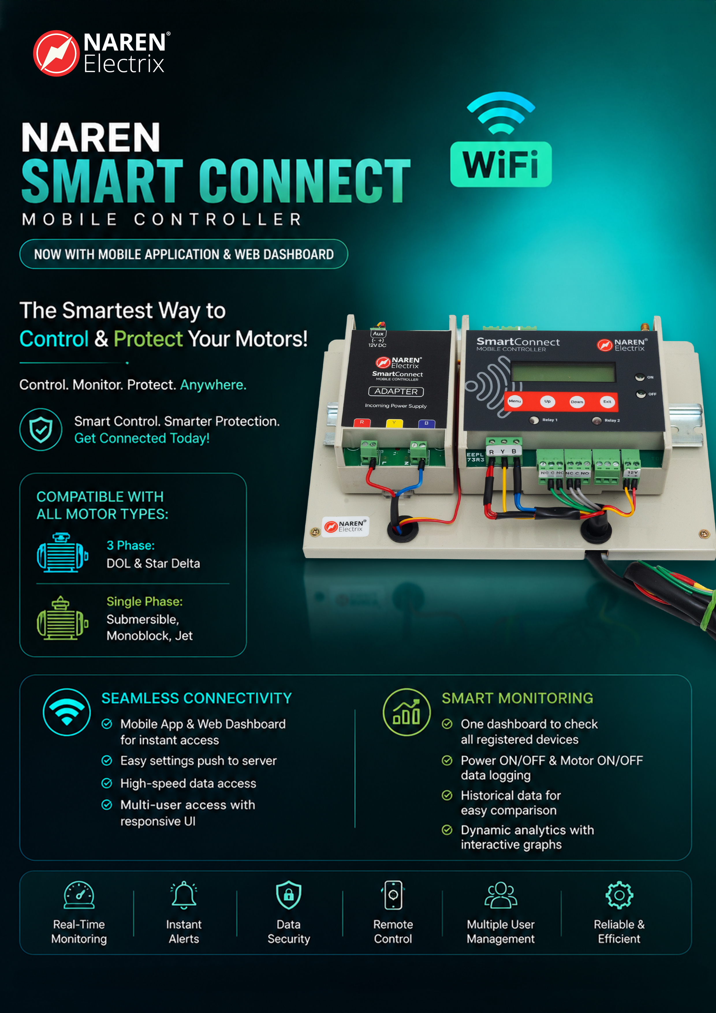 Spring Wireless Connect Smart Connect Wifi (1 Phase) (With Mobile App) - Naren Supratech