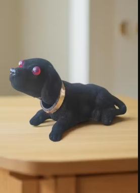 Cute Moving Head Dog Toy - 15cm Car Dashboard Decoration/Showpiece (black)