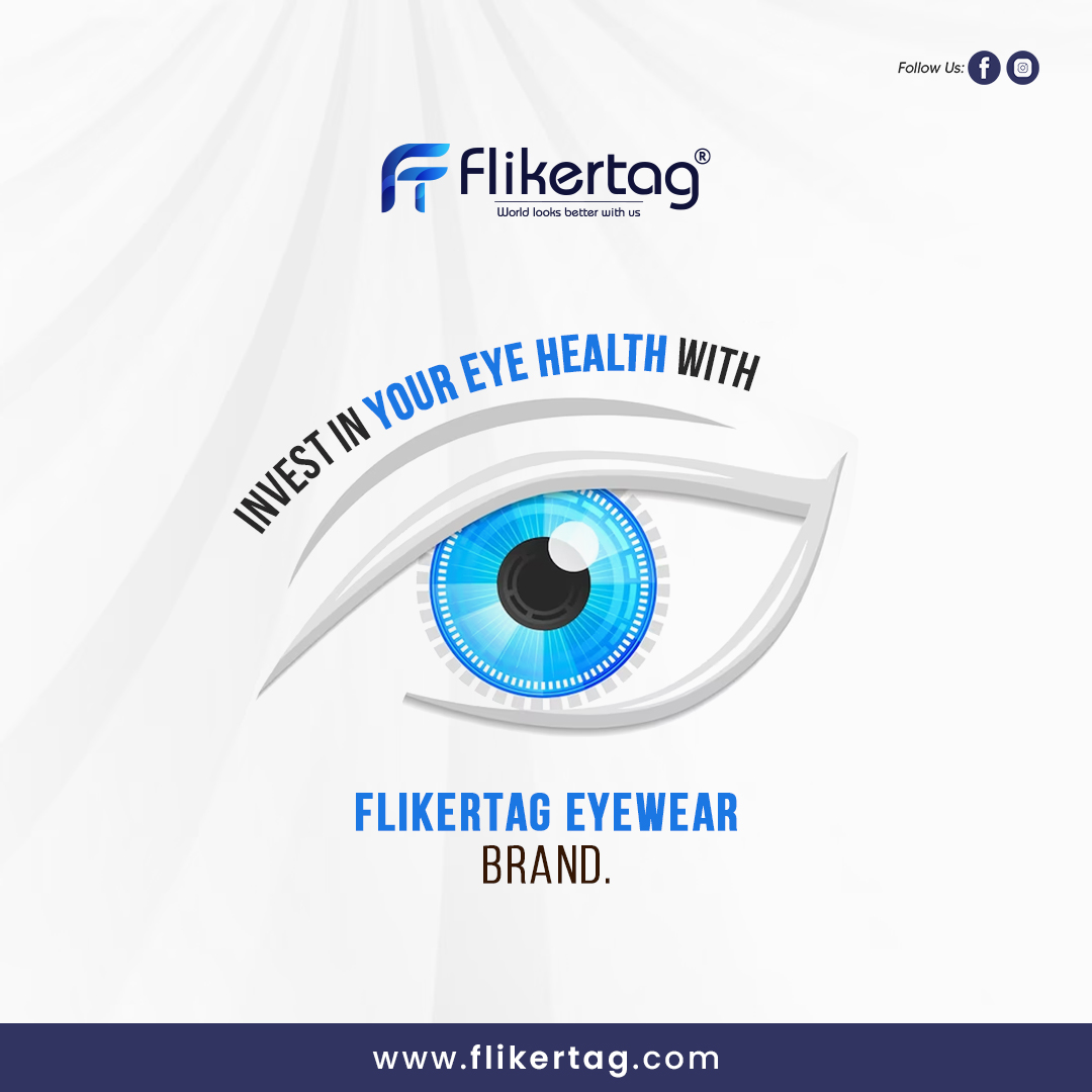 Computer graphic eye shows that take care of your eyes wearing flikertag blue cut glasses