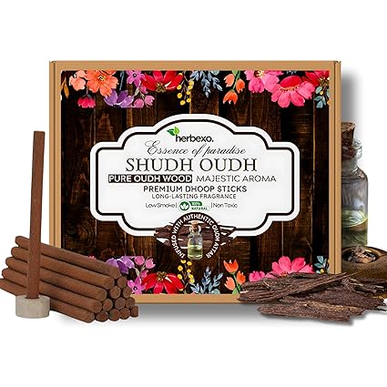 Pure Oudh Bakhoor Dhoop Sticks - Authentic Bakhoor Oud Aroma - Natural Oudh Bakhoor Fragrance - Luxurious Oud Scent - Ideal for Meditation, Relaxation & Celebrations