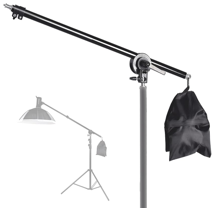 PHOTOMAX Boom Arm Holder for Photography Lights with Bag 33 Tall Lighting Reflector Arm Stand Grip Swivel Head Clamp Holder Bracket Adapter (Only Arm Boom)